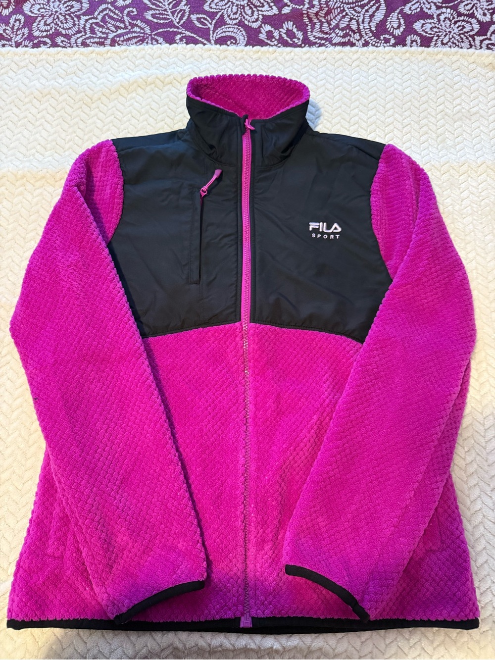 Fila Hot Pink and Black Full-Zip Sport Fleece Jacket
